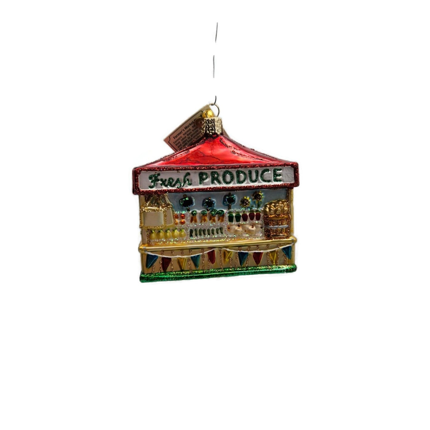 Old World Christmas Farmers Market Stand Blown Glass Christmas Tree Ornament OWC