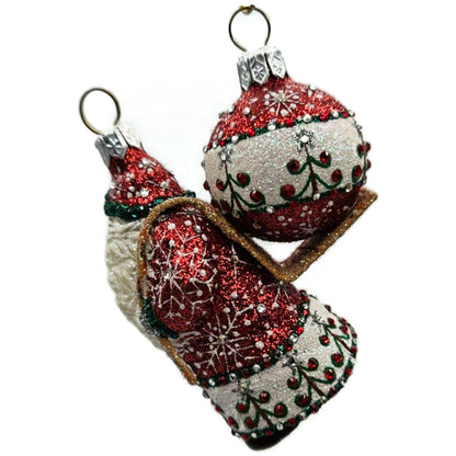 Patricia Breen Santa for Liliana Red Jeweled Glass Christmas Tree Ornament 2857
