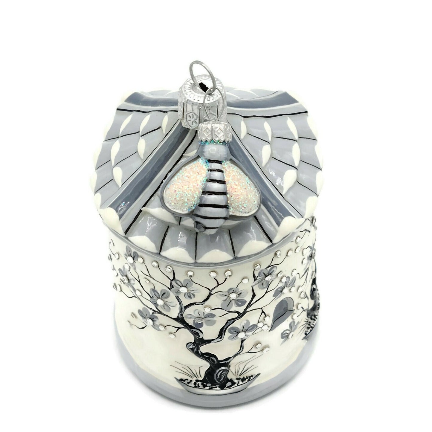 Patricia Breen Zenskep Chinoiserie Black Bee Floral Asian Holiday Tree Ornament