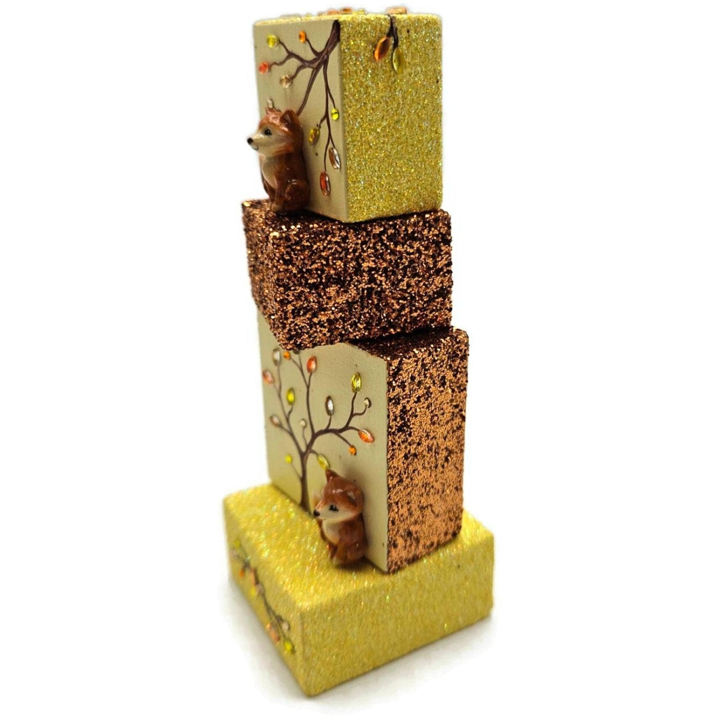 Patricia Breen Presenting Gold Fox Fall Leaves Free Standing Ornament Set