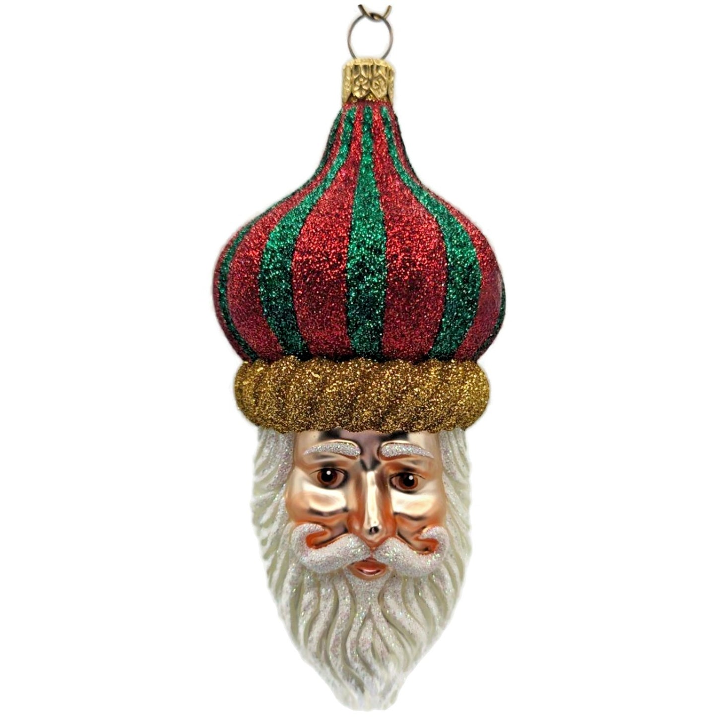 Patricia Breen Carnival Noel Red Green Santa Claus Head Christmas Tree Ornament
