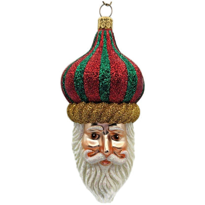 Patricia Breen Carnival Noel Red Green Santa Claus Head Christmas Tree Ornament