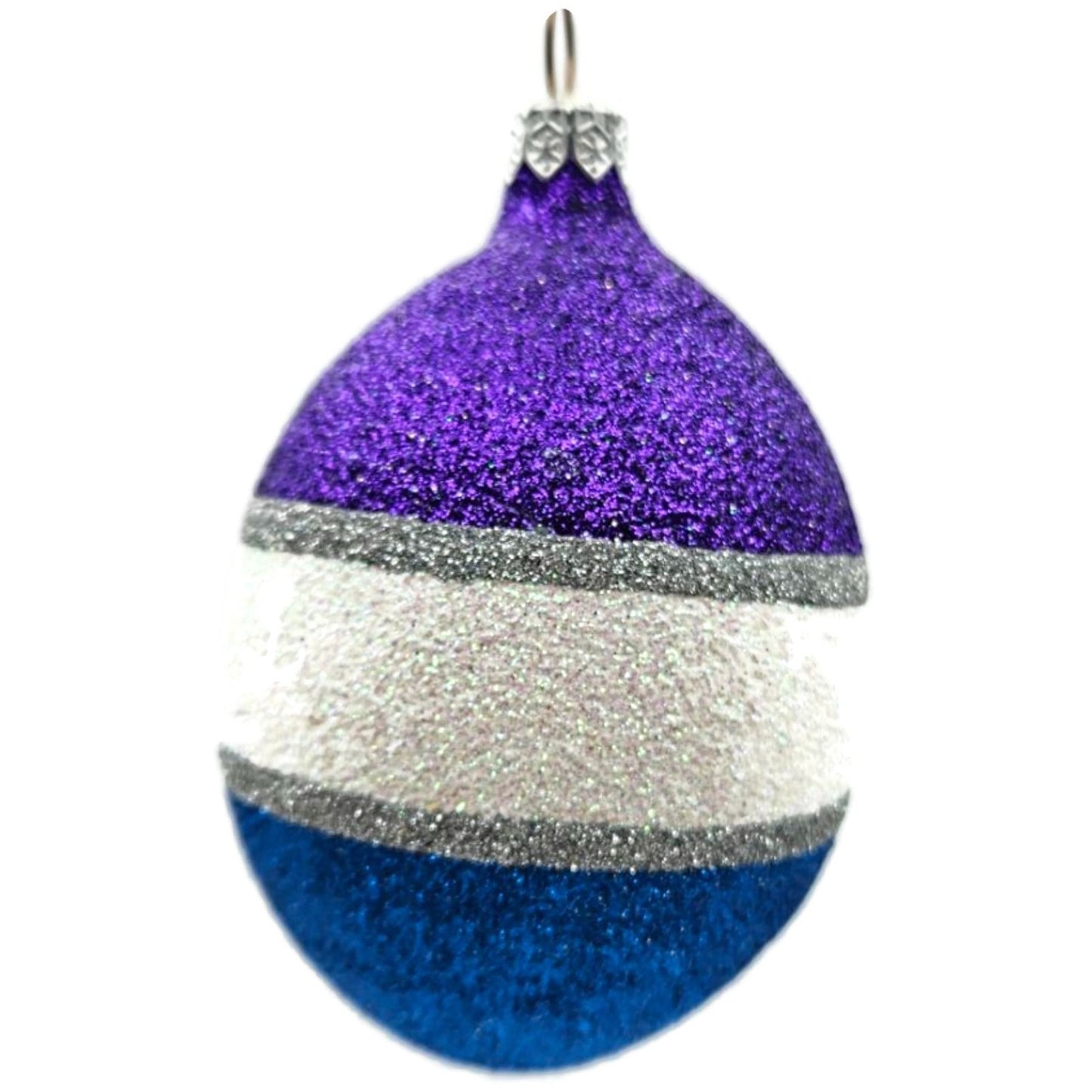 Patricia Breen Egg Blue White Purple Striped Easter Christmas Tree Ornament TCS