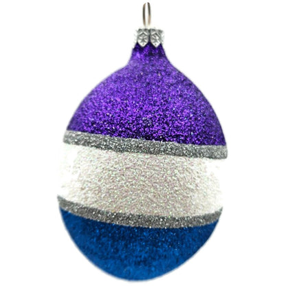 Patricia Breen Egg Blue White Purple Striped Easter Christmas Tree Ornament TCS