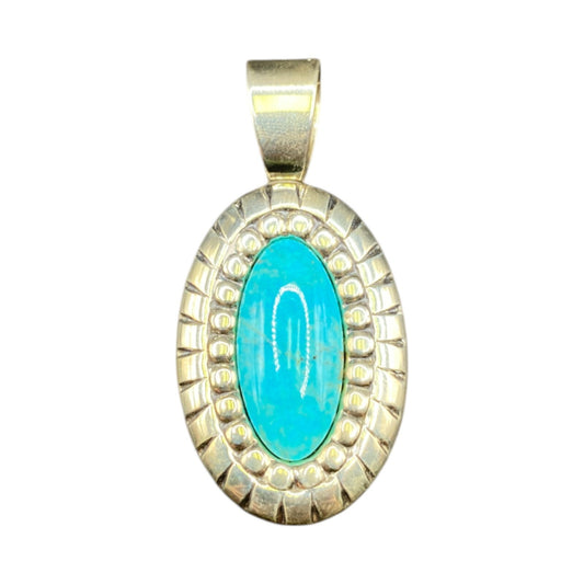 Carolyn Pollack Pendant Turquoise Blue Gemstone Oval Shaped 925 Sterling Silver