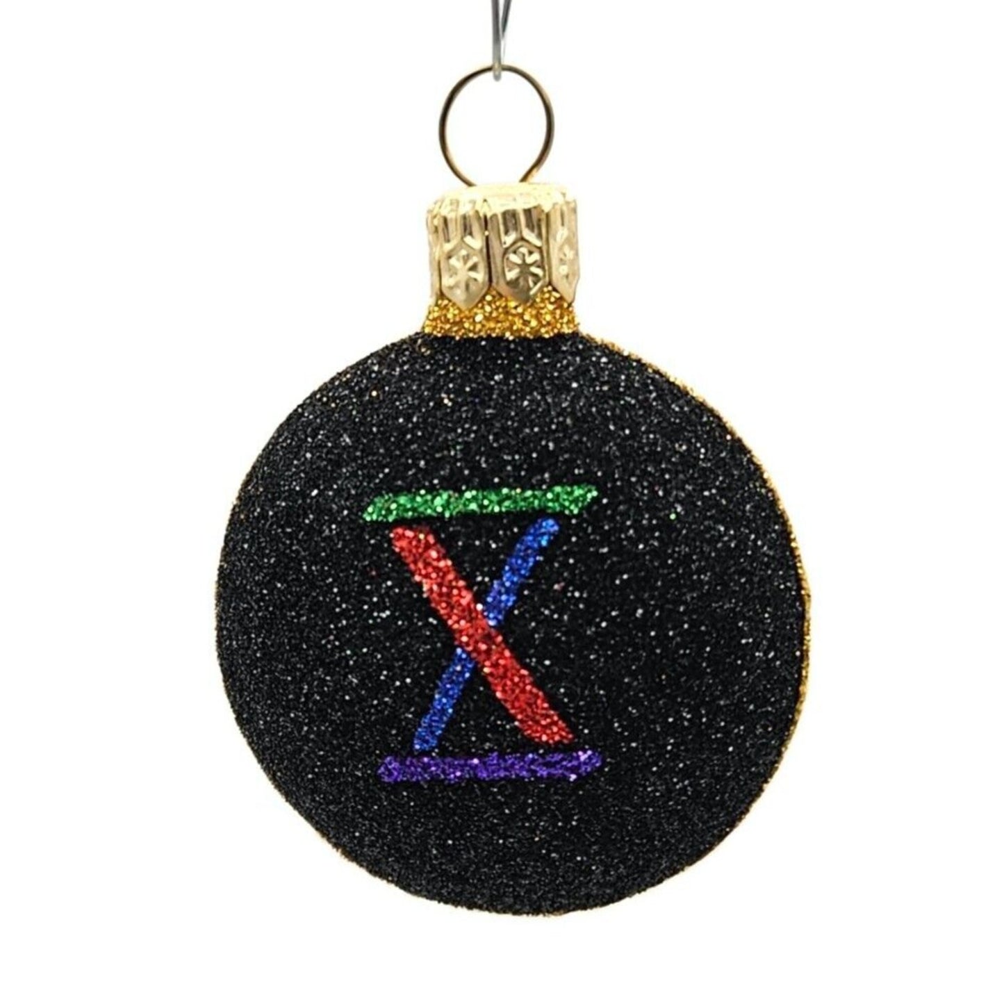 Patricia Breen Anniversary Medallion Black X Rainbow Christmas Holiday Ornament