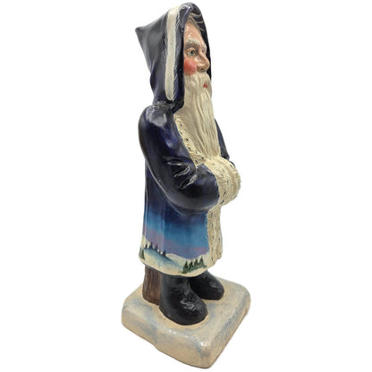 Vaillancourt Blue Father Christmas Banquet Ice Cream Mould Chalkware Figurine