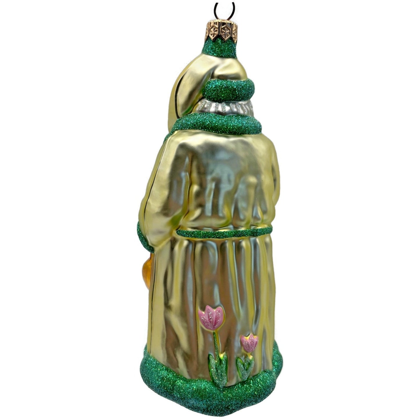 Patricia Breen Santa Dreams of Spring Yellow Pink Flowers Christmas Ornament