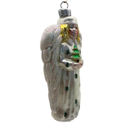 Patricia Breen Noel Angel Pearl White Green Religious Christmas Tree Ornament