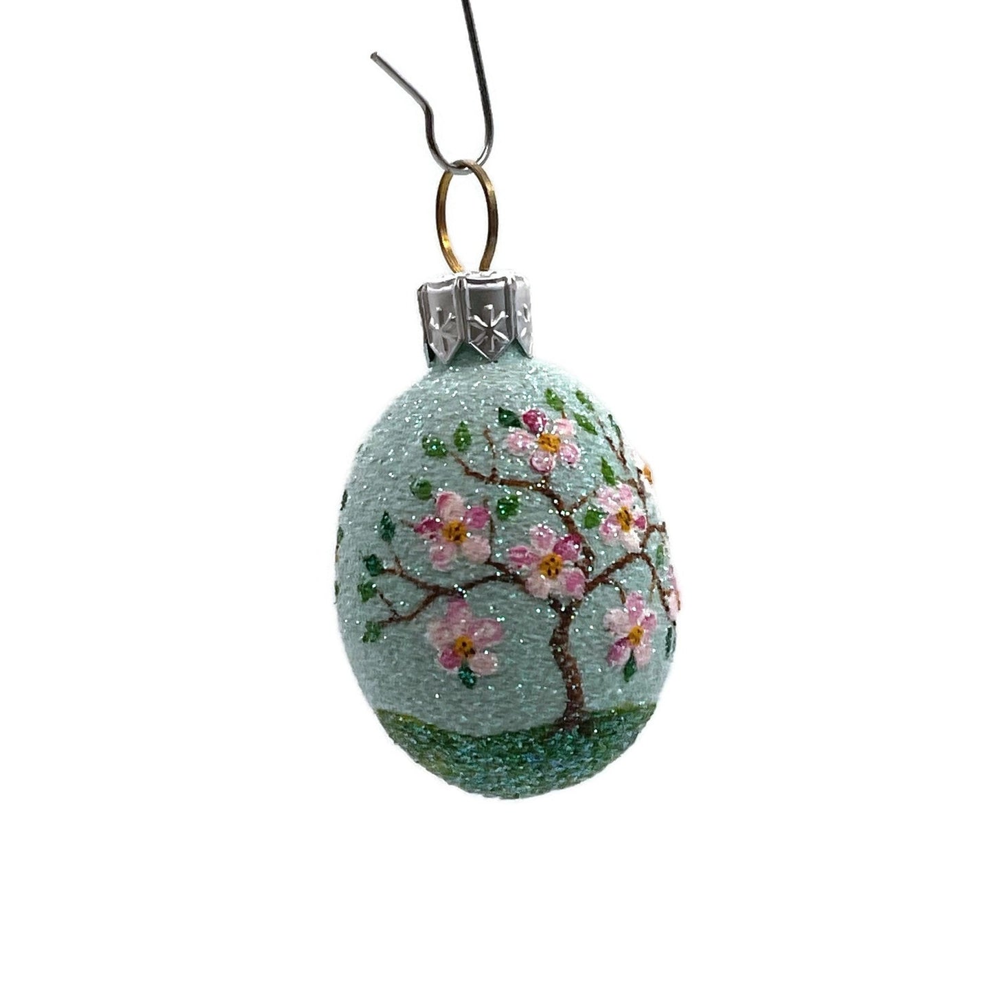 Patricia Breen Miniature Egg Surprise Cherry Blossom Tree Blue Easter Ornament