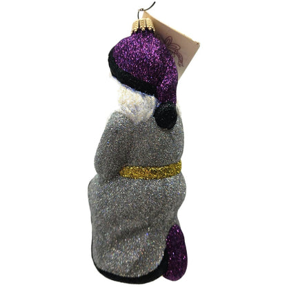 Larry Fraga Jazzy Santa Saxophone Glitter Series Christmas Ornament Signed Tag