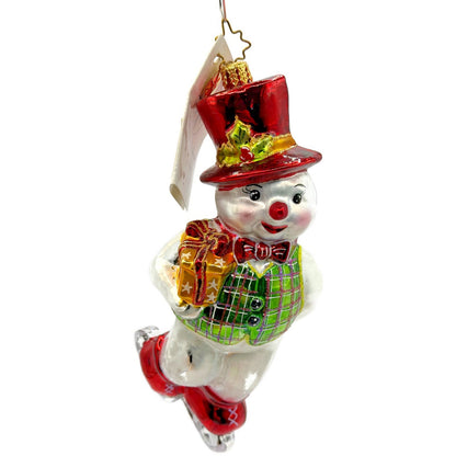 Christopher Radko Skater Dater Snowman Ice Skating Christmas Ornament 10-103-93