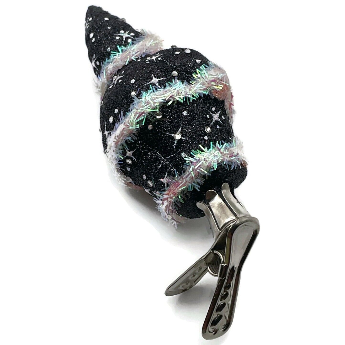 Patricia Breen Charming Claus Black Clip On Glitter Christmas Tree Ornament