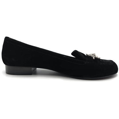 Chanel Velvet Lion Loafers Black Coco EU Size 40 US Size 10 with Box 2 Dust Bags