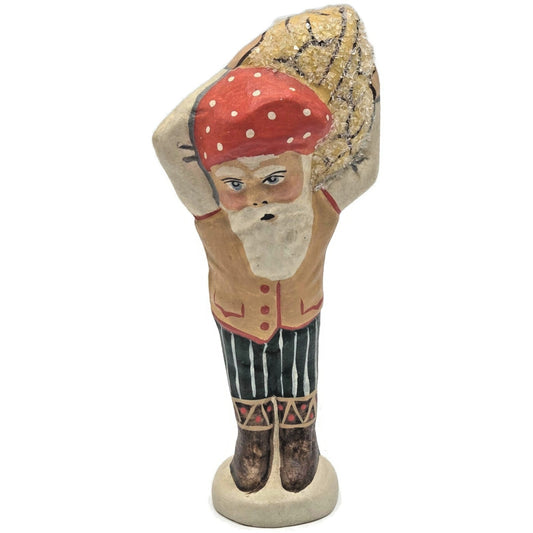 Vaillancourt Gnome Carrying Walnut Chalkware Folk Art Christmas Figurine