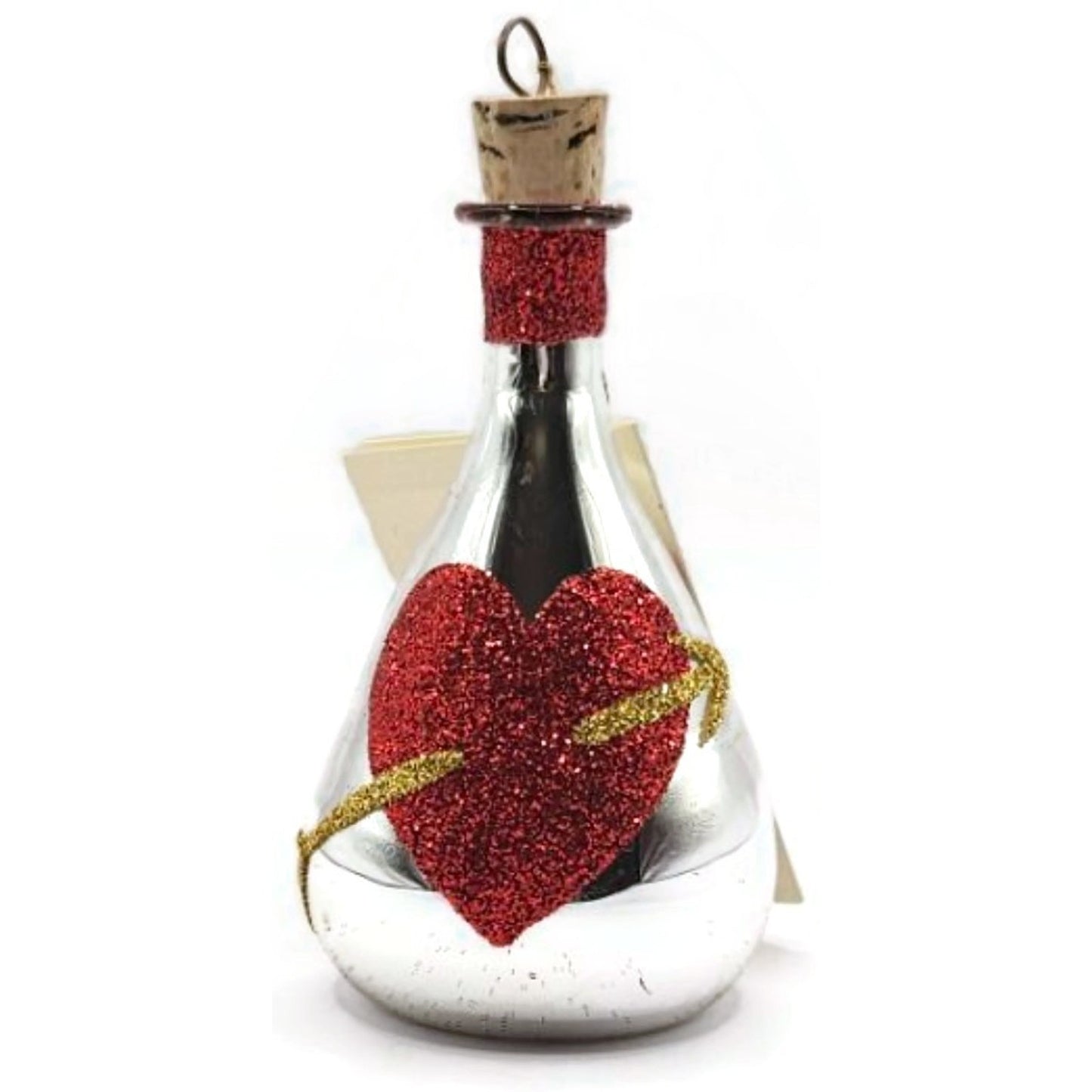Patricia Breen Love Elixir Glittered Heart Bottle Valentines Christmas Ornament
