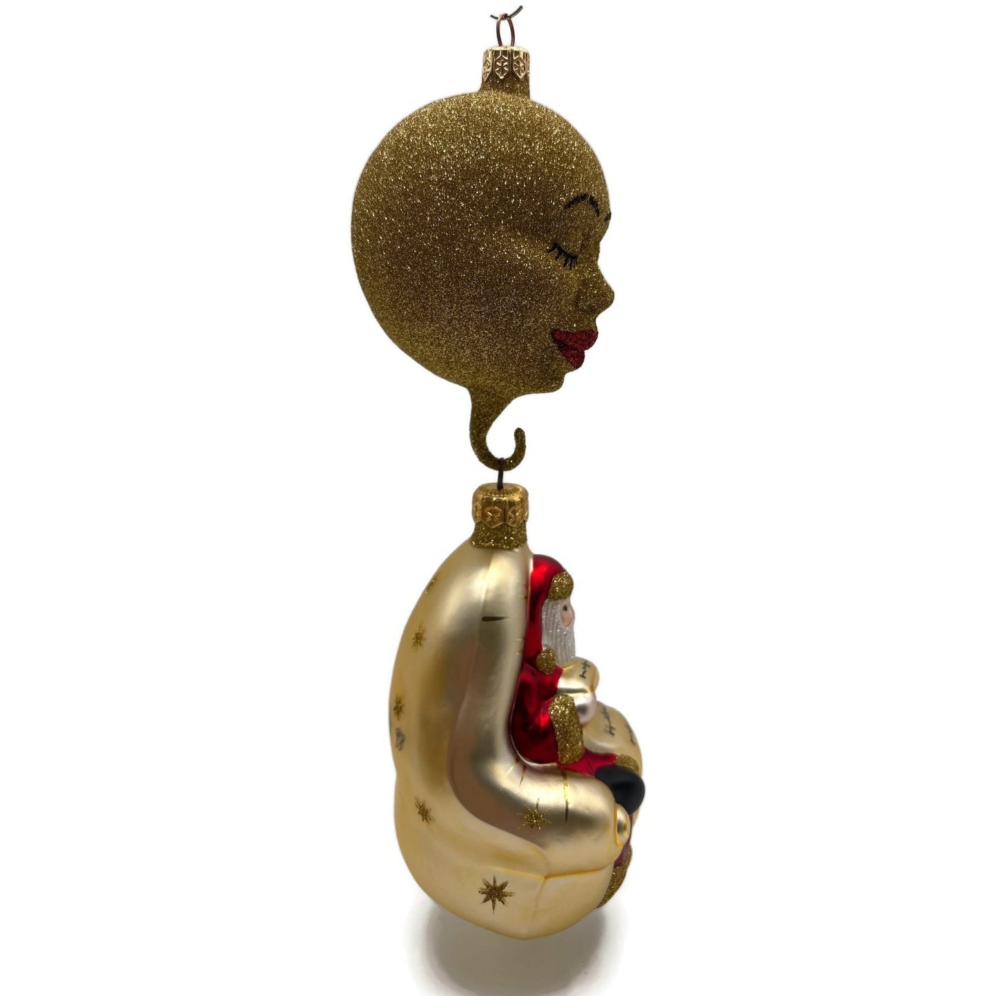 Patricia Breen Checking His List Santa Gold Moon Stars Christmas Tree Ornament