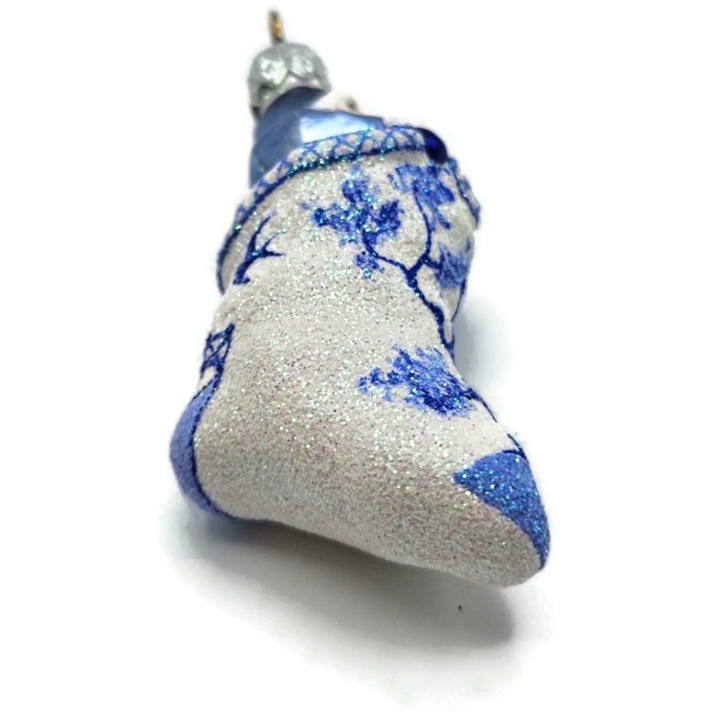 Patricia Breen Tiny Stocking Santa Blue Willow Spring Christmas Tree Ornament NM
