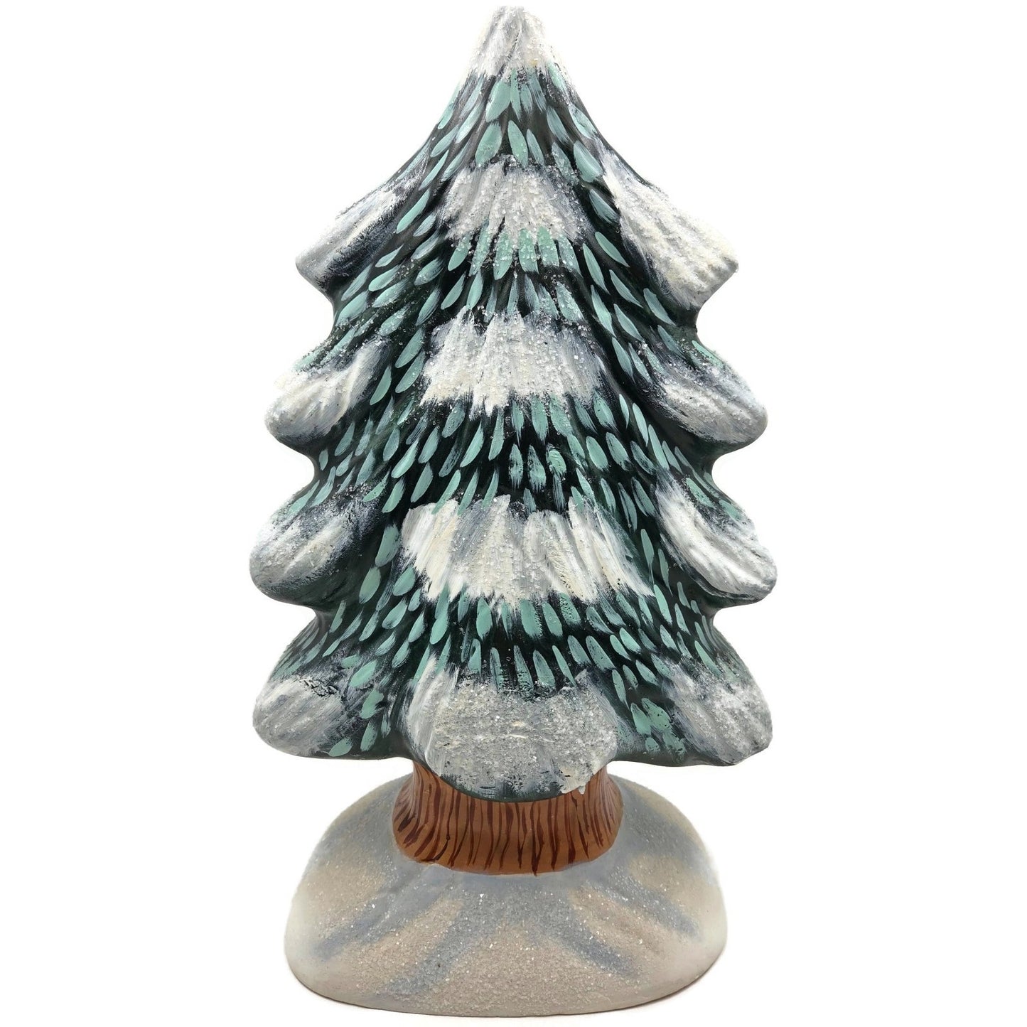 Vaillancourt Folk Art Large Tree Chalkware Forest Snow Christmas Tree Figurine