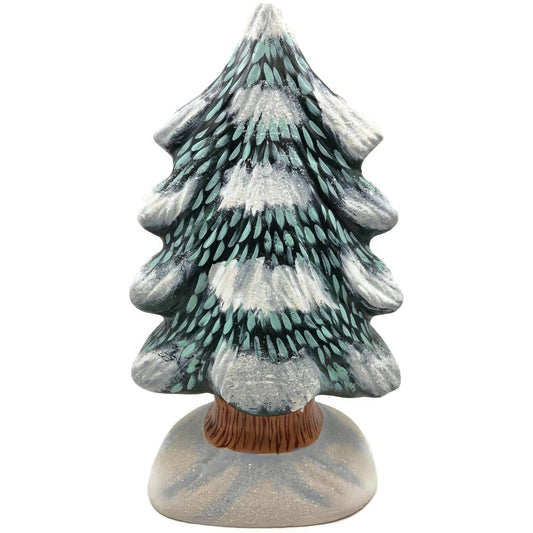Vaillancourt Folk Art Large Tree Chalkware Forest Snow Christmas Tree Figurine