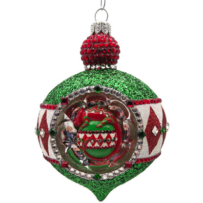 Patricia Breen Anniversary Reflector Green Glitter Chameleon Christmas Ornament