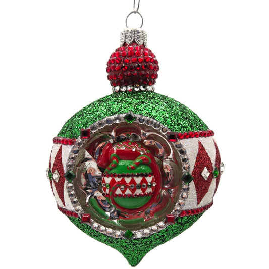 Patricia Breen Anniversary Reflector Green Glitter Chameleon Christmas Ornament