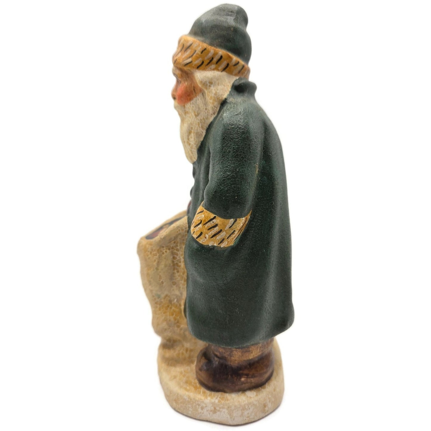 Vaillancourt Folk Art Father Christmas with Noahs Ark in Sack Christmas Figurine