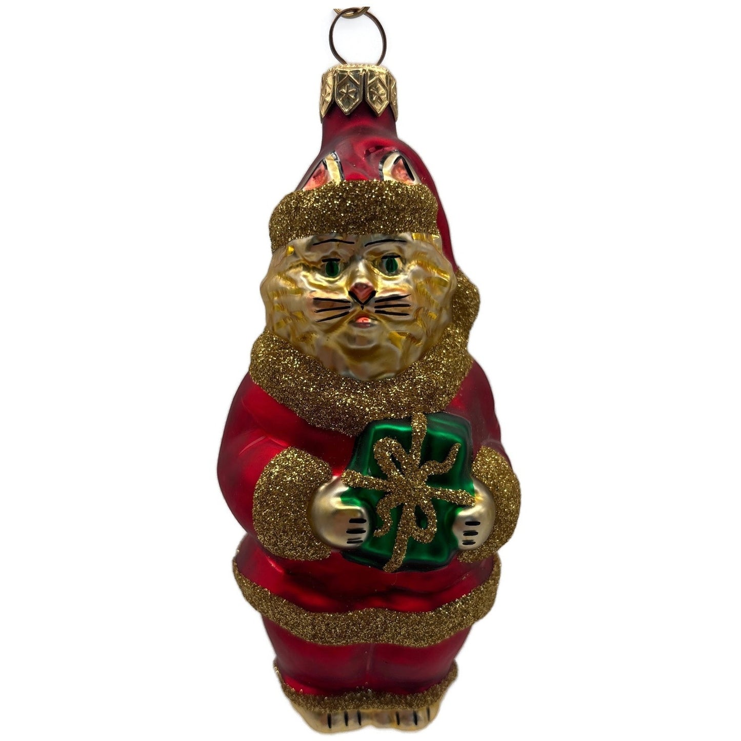 Patricia Breen Santa Paws Red Gold Trim Cat Animal Christmas Tree Ornament
