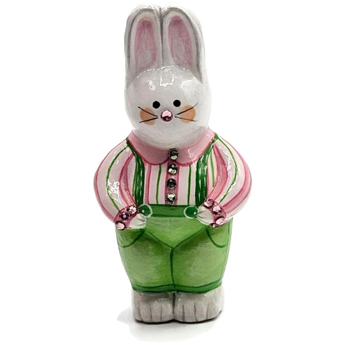 Patricia Breen Miniature Sculpture Bunny Boy Suspender Easter Christmas Ornament