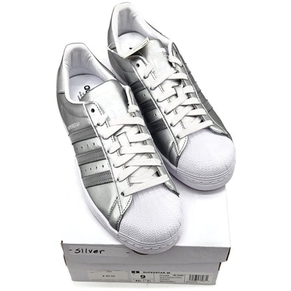 Adidas Superstar Silver Metallic Leather Shoes Ladies Size 9 Shell Toe FY1155