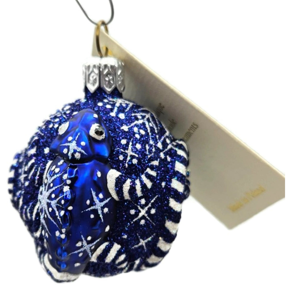 Patricia Breen For James Twice Snowflakes Cobalt Blue Chameleon Ornament 2581