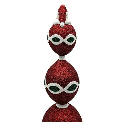 Patricia Breen Faberge Finial Red Santa Glitter Holiday Christmas Tree Topper
