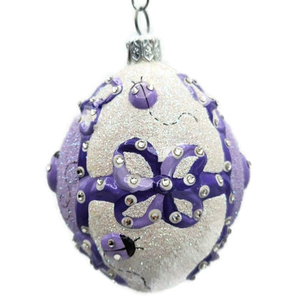 Patricia Breen Beribboned Egg Ladybugs Violet Easter Egg Purple Tree Ornament