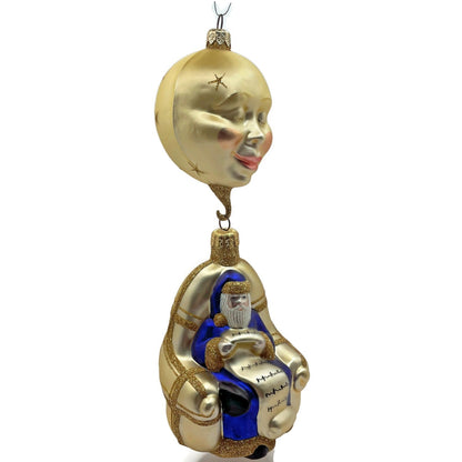 Patricia Breen Ornament Checking His List Gold Santa Blue Coat Christmas Tree