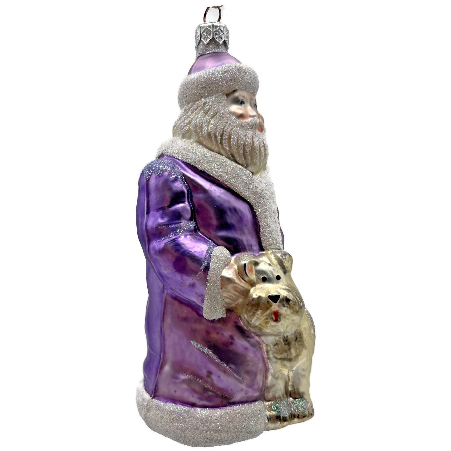 Patricia Breen Just What I Wanted Lavender Santa Dog Christmas Tree Ornament