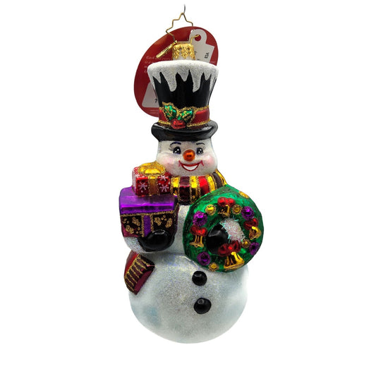 Christopher Radko A Visit from Frosty Snowman Christmas Tree Ornament 1020861