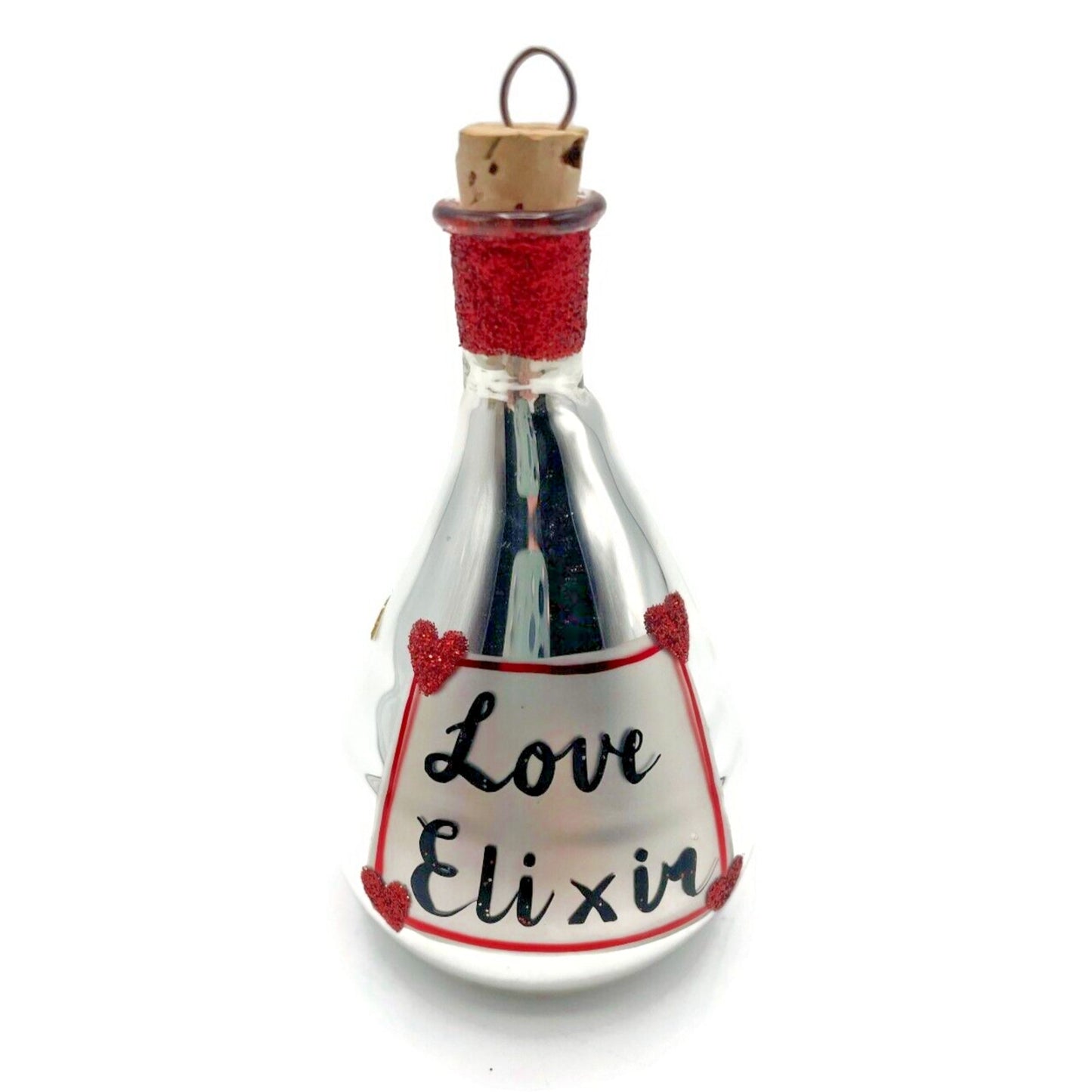 Patricia Breen Love Elixir Silver Heart Glass Valentines Christmas Ornament 9724