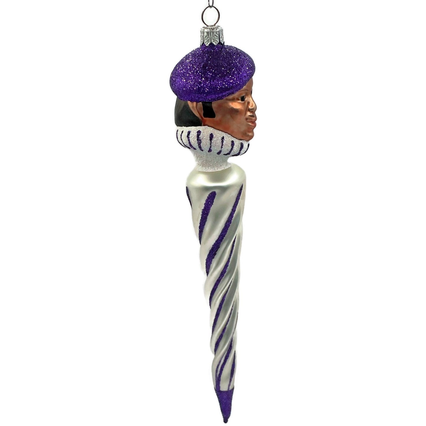 Patricia Breen French Twist Pearl Purple Stripe Glittered Tip Christmas Ornament