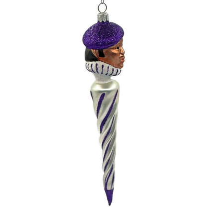 Patricia Breen French Twist Pearl Purple Stripe Glittered Tip Christmas Ornament