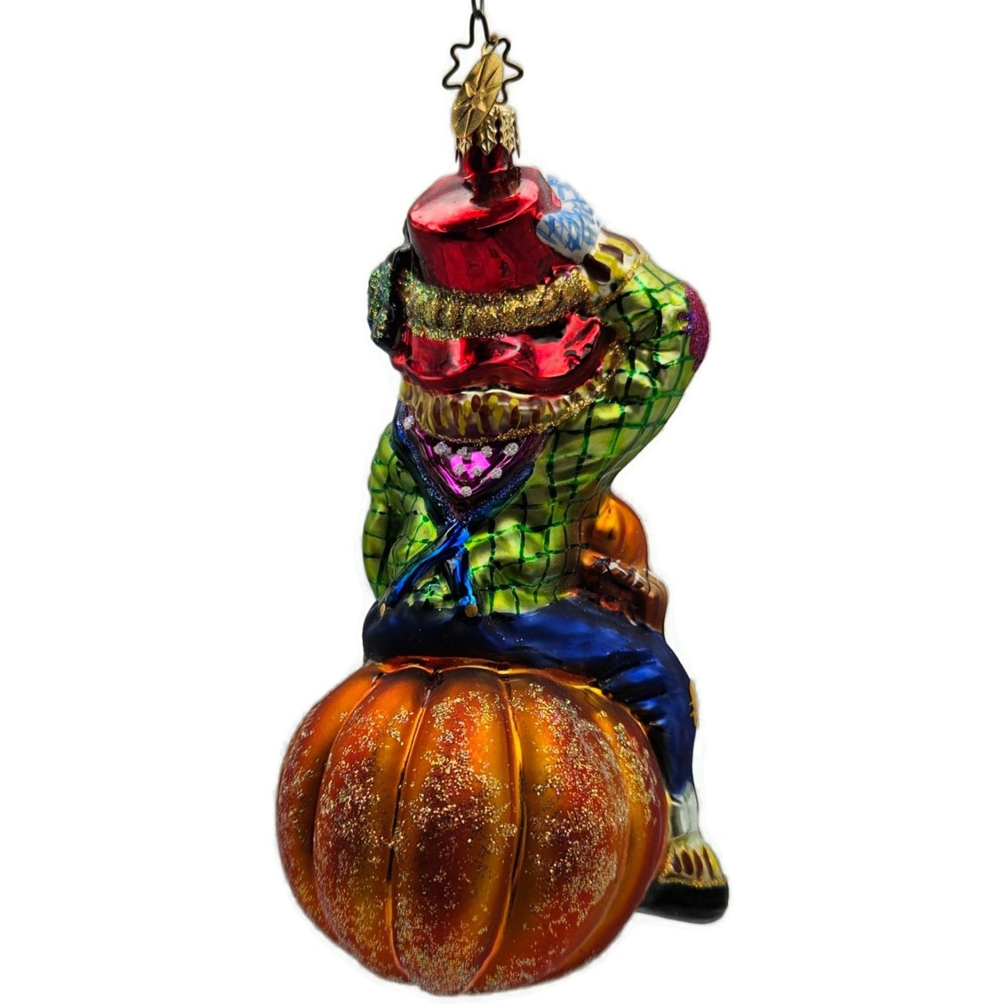 Christopher Radko Pumpkin Patch Pal Plaid Scarecrow Halloween Christmas Ornament