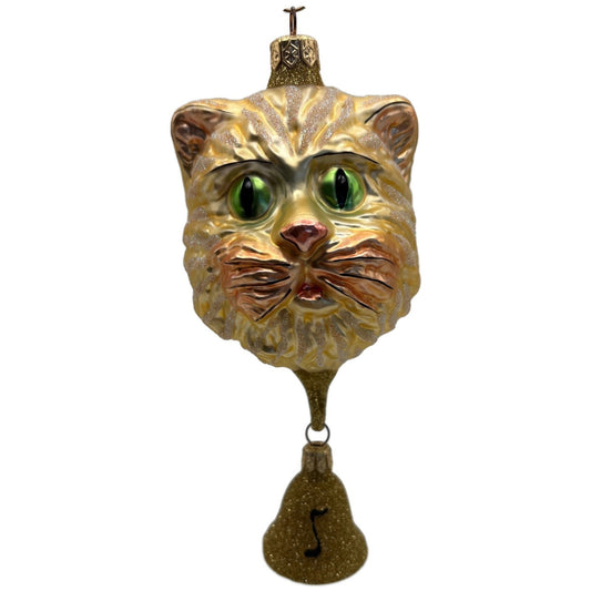 Patricia Breen Here Kitty Kitty Gold Glittered Bell 2 Part Christmas Ornament