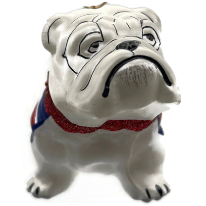 English Bulldog Union Jack Polish Glass Christmas Tree Ornament Dog England