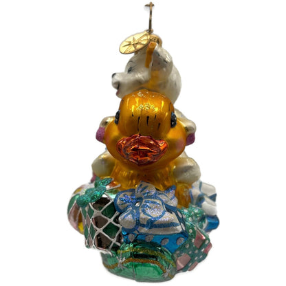Christopher Radko 2007 Rockin Arrival Glass Bear Duck Christmas Ornament 3012095