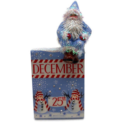 Patricia Breen Christmas Is Here Snowmen Duo Santa Blue Free Standing Ornament