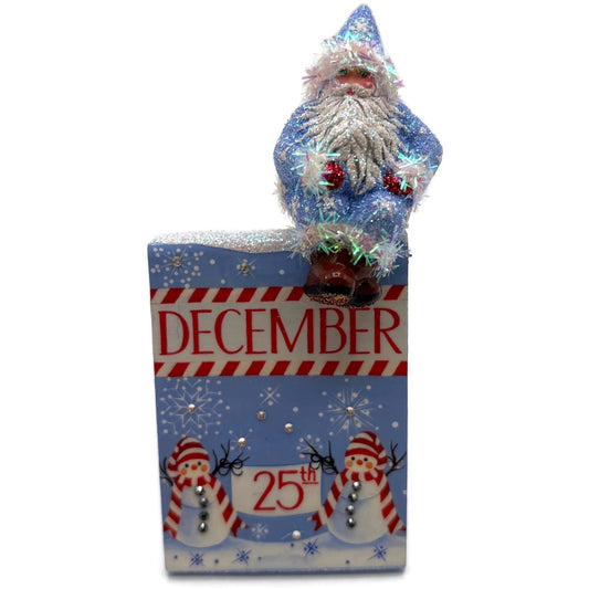 Patricia Breen Christmas Is Here Snowmen Duo Santa Blue Free Standing Ornament