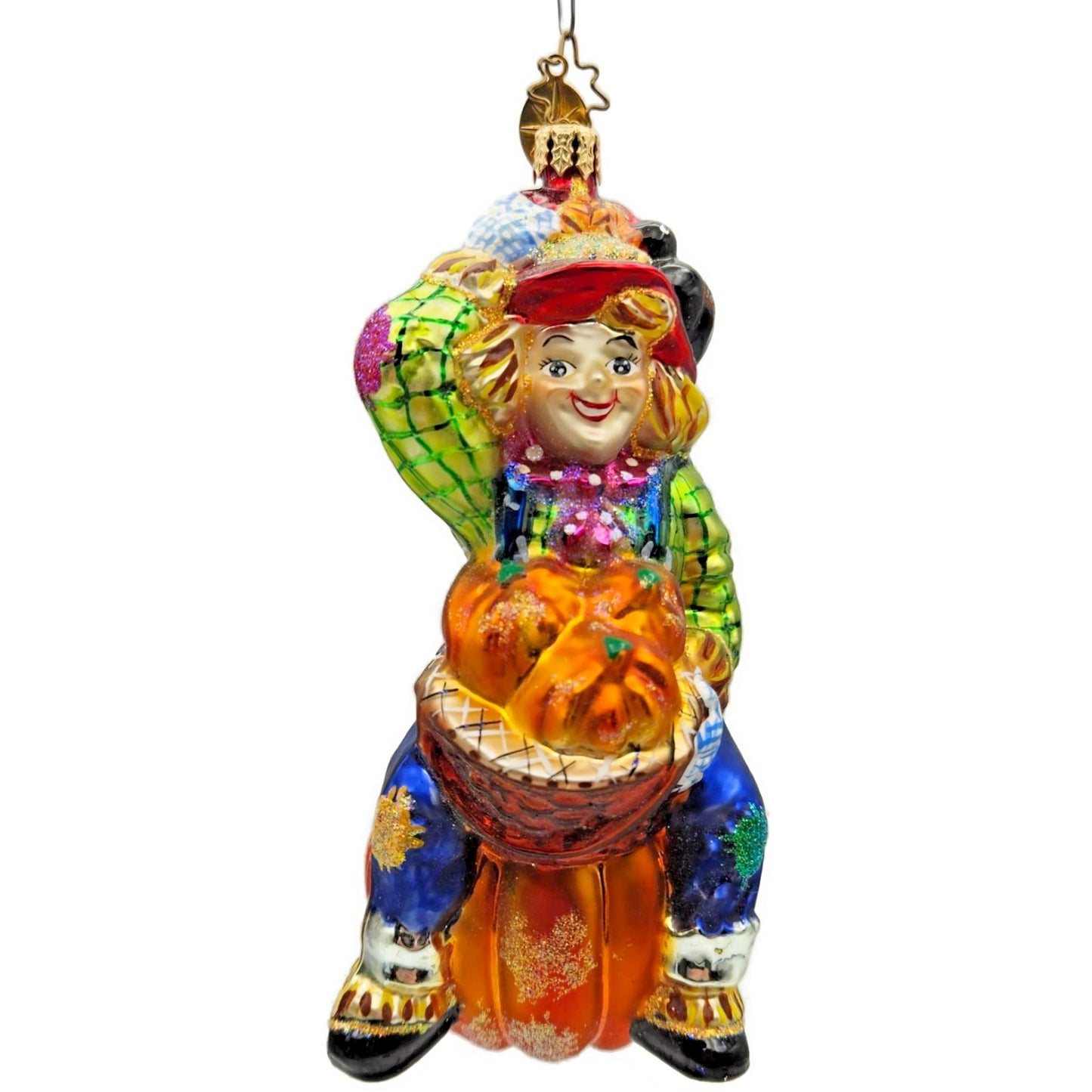 Christopher Radko Pumpkin Patch Pal Plaid Scarecrow Halloween Christmas Ornament