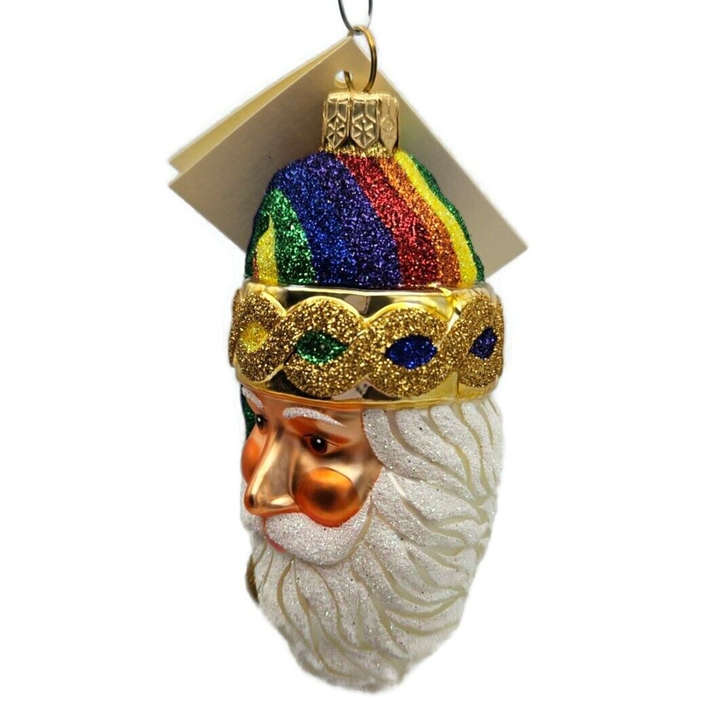 Patricia Breen Sparkle Plenty Rainbow Santa Claus Head Christmas Tree Ornament