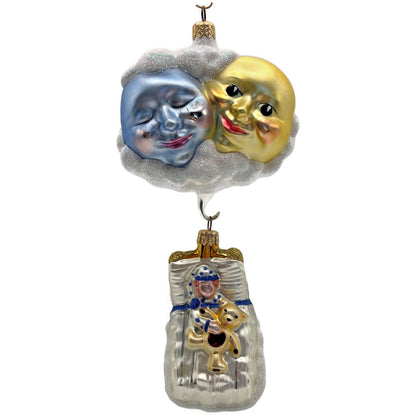 Patricia Breen Sweet Dreams Pearl Bed Gold Bear Blue Blanket Christmas Ornament