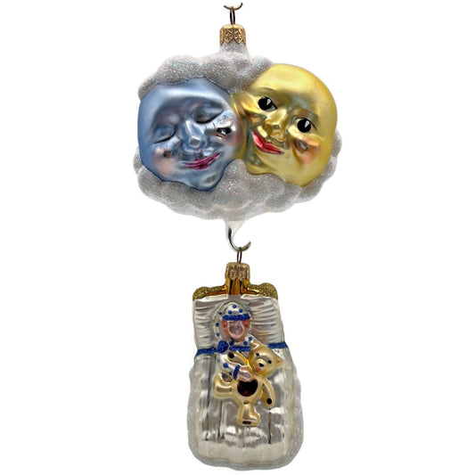 Patricia Breen Sweet Dreams Pearl Bed Gold Bear Blue Blanket Christmas Ornament
