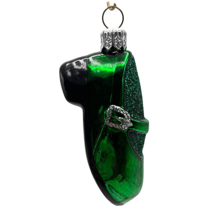 Patricia Breen Little Ones Shoe Green Silver Buckle Christmas Tree Ornament NM